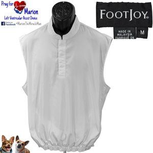 FootJoy Medium White 3 Hidden Snap Button Polyester Windshirt Golf Vest 2010